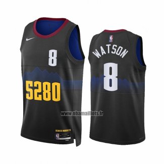 Maillot Denver Nuggets Peyton Watson NO 8 Ville 2023-24 Noir