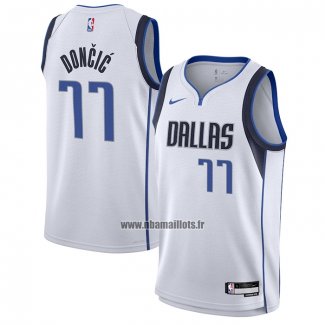 Maillot Enfant Dallas Mavericks Luka Doncic NO 77 Association 2021 Blanc