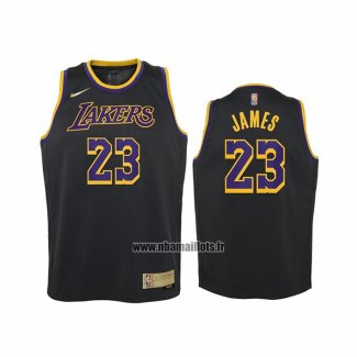 Maillot Enfant Los Angeles Lakers LeBron James NO 23 Earned 2021-22 Noir