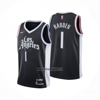 Maillot Los Angeles Clippers James Harden NO 1 Ville 2020-21 Noir