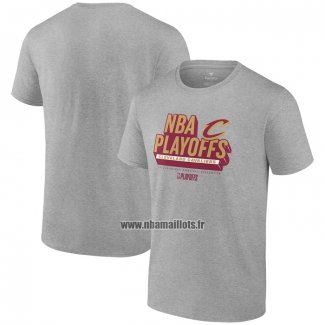 Maillot Manche Courte Cleveland Cavaliers 2024 NBA Playoffs Gris