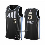 Maillot Atlanta Hawks Dejounte Murray NO 5 Ville 2023-24 Noir