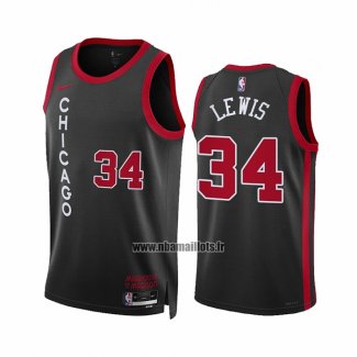 Maillot Chicago Bulls Justin Lewis NO 34 Ville 2023-24 Noir