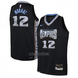 Maillot Enfant Memphis Grizzlies Ja Morant NO 12 Ville 2022-23 Noir