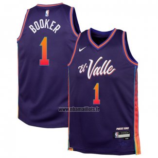 Maillot Enfant Phoenix Suns Devin Booker NO 1 Ville 2023-24 Volet