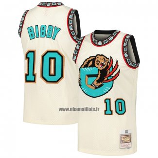 Maillot Memphis Grizzlies Mike Bibby NO 10 Mitchell & Ness Chainstitch Creme