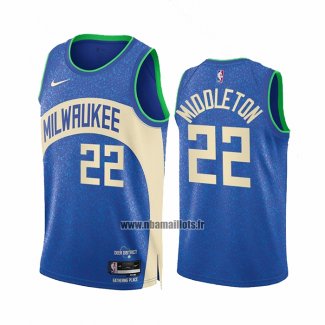 Maillot Milwaukee Bucks Khris Middleton NO 22 Ville 2023-24 Bleu