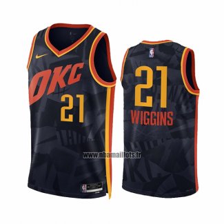 Maillot Oklahoma City Thunder Aaron Wiggins NO 21 Ville 2023-24 Noir