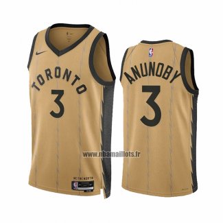 Maillot Toronto Raptors OG Anunoby NO 3 Ville 2023-24 Or