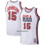 Maillot USA 1992 James Johnson NO 15 Blanc