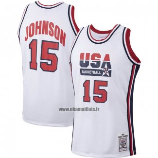 Maillot USA 1992 James Johnson NO 15 Blanc