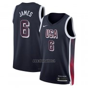 Maillot USA 2024 LeBron James NO 6 Bleu1