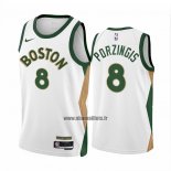 Maillot Boston Celtics Kristaps Porzingis NO 8 Ville 2023-24 Blanc