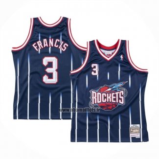 Maillot Houston Rockets Steve Francis NO 3 Mitchell & Ness 1999-00 Bleu