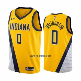 Maillot Indiana Pacers Tyrese Haliburton NO 0 Statement 2022-23 Jaune