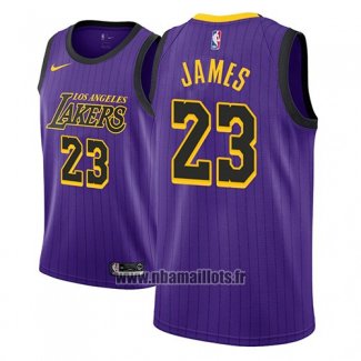 Maillot Los Angeles Lakers Lebron James No 23 Ville 2018 Volet