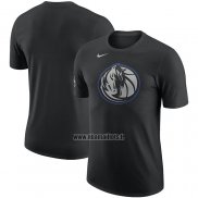 Maillot Manche Courte Dallas Mavericks Ville 2023-24 Noir