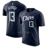 Maillot Manche Courte Los Angeles Clippers Paul George Ville 2023-24 Bleu