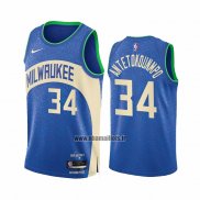 Maillot Milwaukee Bucks Giannis Antetokounmpo NO 34 Ville 2023-24 Bleu