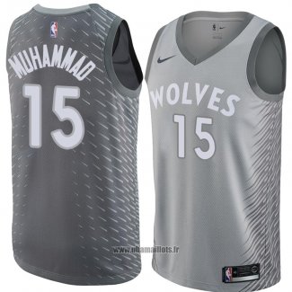 Maillot Minnesota Timberwolves Shabazz Muhammad No 15 Ville 2018 Gris