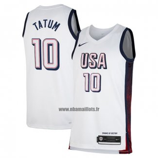 Maillot USA 2024 Jayson Tatum NO 10 Blanc