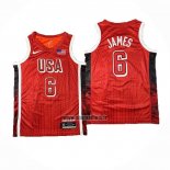 Maillot USA 2024 LeBron James NO 6 Jeux Olympiques Rouge