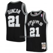 Maillot Enfant San Antonio Spurs Tim Duncan NO 21 Mitchell & Ness 1998-99 Noir