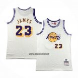 Maillot Los Angeles Lakers LeBron James NO 23 Mitchell & Ness Chainstitch Creme