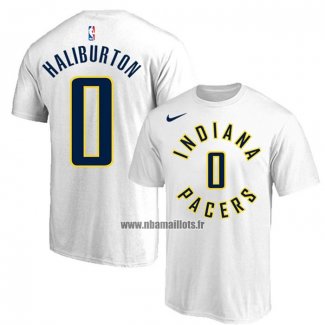 Maillot Manche Courte Indiana Pacers Tyrese Haliburton Blanc