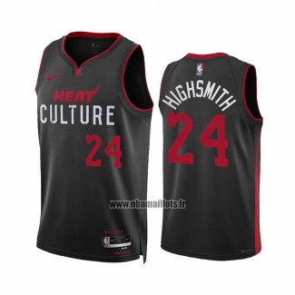 Maillot Miami Heat Haywood Highsmith NO 24 Ville 2023-24 Noir