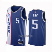 Maillot Sacramento Kings De'aaron Fox NO 5 Ville 2023-24 Bleu