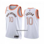 Maillot San Antonio Spurs Jeremy Sochan NO 10 Ville 2023-24 Blanc