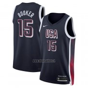 Maillot USA 2024 Devin Booker NO 15 Bleu