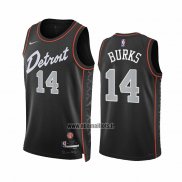 Maillot Detroit Pistons Alec Burks NO 14 Ville 2023-24 Noir