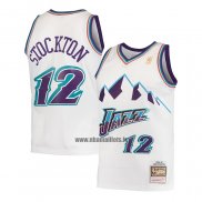 Maillot Enfant Utah Jazz John Stockton NO 12 Hardwood Classics Throwback 1996-97 Blanc