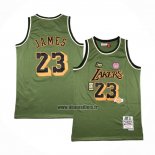 Maillot Los Angeles Lakers LeBron James NO 23 Mitchell & Ness 2018-19 Vert