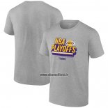 Maillot Manche Courte Los Angeles Lakers 2024 NBA Playoffs Gris