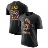 Maillot Manche Courte Los Angeles Lakers LeBron James Ville 2023-24 Noir
