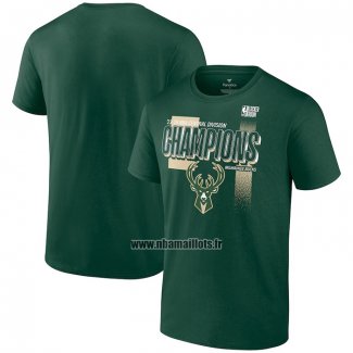 Maillot Manche Courte Milwaukee Bucks 2024 Central Division Champions Vert