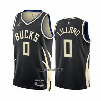 Maillot Milwaukee Bucks Damian Lillard NO 0 Statement 2022-23 Noir