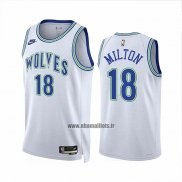 Maillot Minnesota Timberwolves Shake Milton NO 18 Classic 2023-24 Blanc