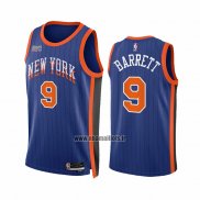 Maillot New York Knicks RJ Barrett NO 9 Ville 2023-24 Bleu