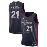 Maillot Philadelphia 76ers Joel Embiid NO 21 Ville 2023-24 Bleu