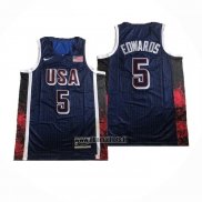 Maillot USA 2024 Anthony Edwards NO 5 Jeux Olympiques Bleu