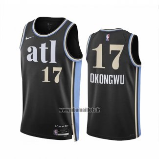 Maillot Atlanta Hawks Onyeka Okongwu NO 17 Ville 2023-24 Noir