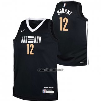 Maillot Enfant Memphis Grizzlies Ja Morant NO 12 Ville 2023-24 Noir