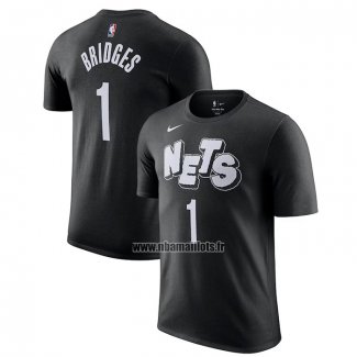 Maillot Manche Courte Brooklyn Nets Mikal Bridges Ville 2023-24 Noir