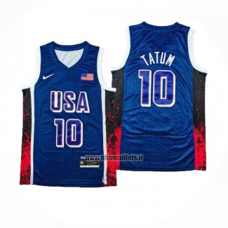 Maillot USA 2024 Jayson Tatum NO 10 Bleu1