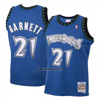 Maillot Enfant Minnesota Timberwolves Kevin Garnett NO 21 Hardwood Classics Throwback 2003-04 Bleu