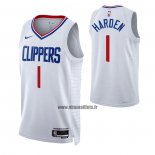Maillot Los Angeles Clippers James Harden NO 1 Association Blanc